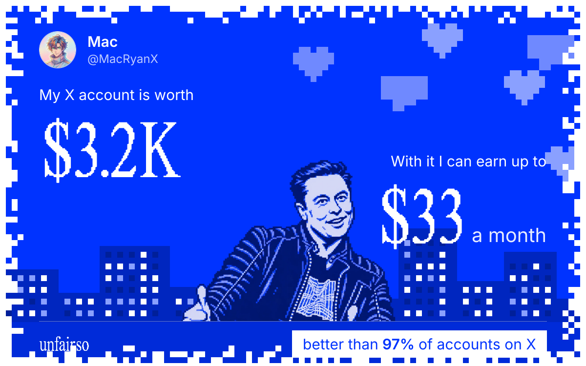 Mac's X account can earn up to $33 a month