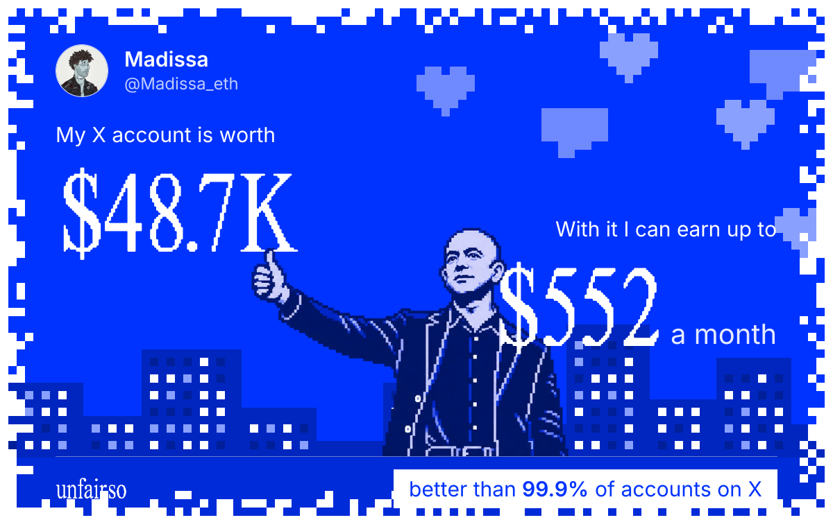 Madissa's X account can earn up to $552 a month