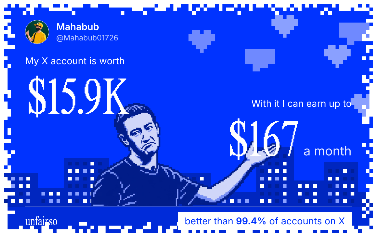 Mahabub's X account can earn up to $167 a month
