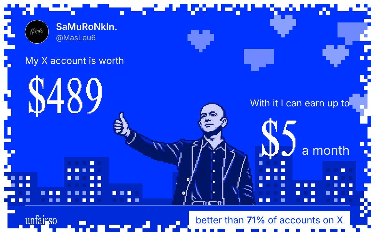 SaMuRoNkIn.'s X account can earn up to $5 a month