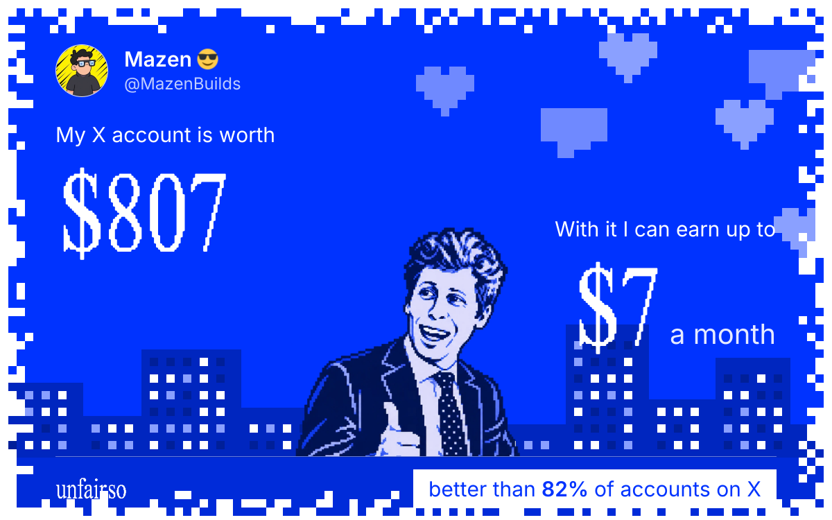 Mazen 😎's X account can earn up to $7 a month