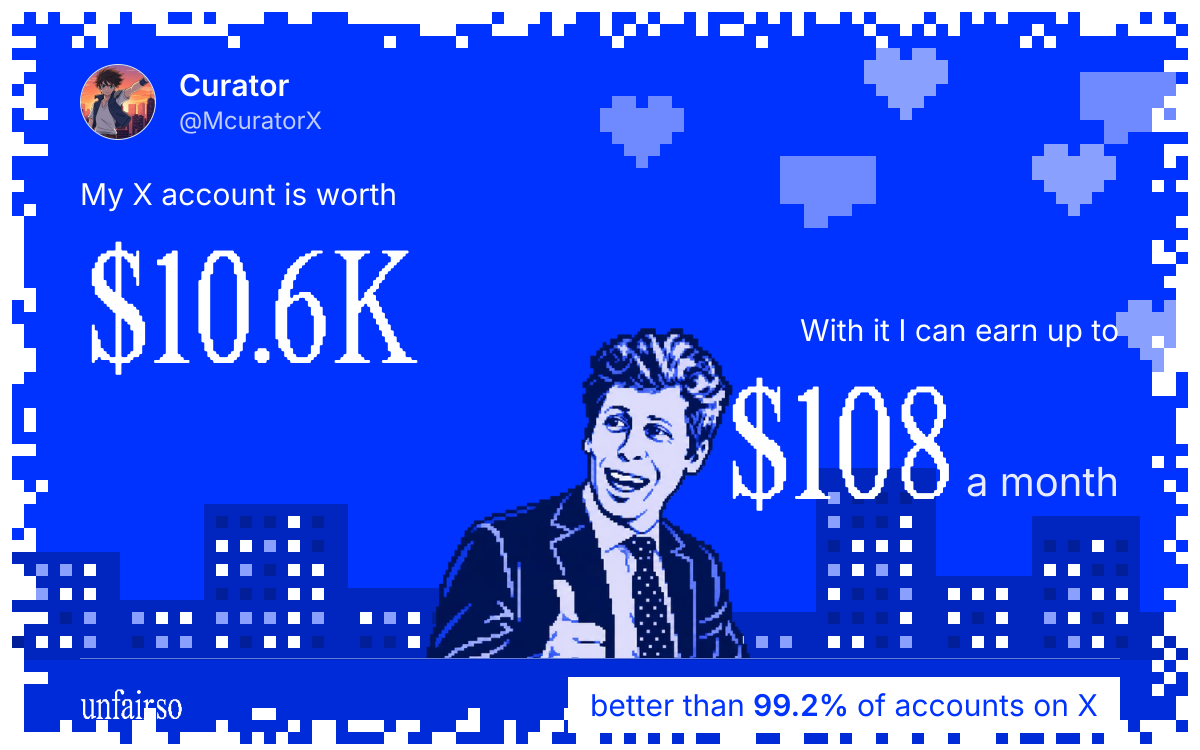 Curator's X account can earn up to $108 a month