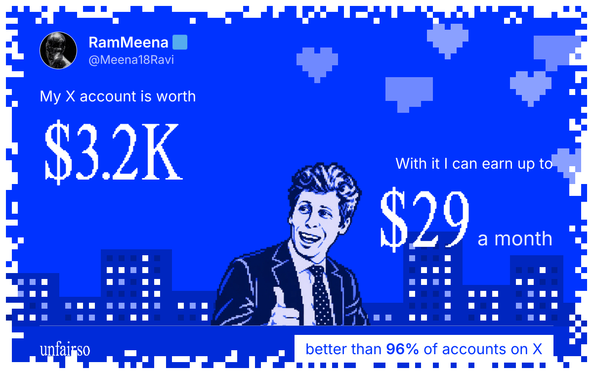 RamMeena 🟦's X account can earn up to $29 a month