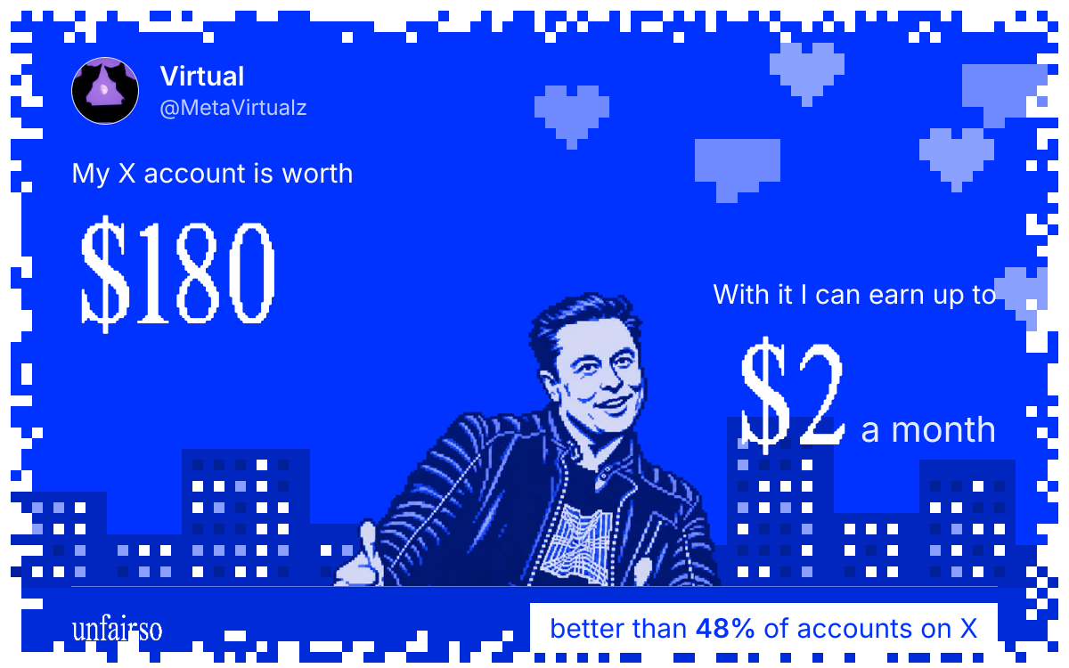 Virtual's X account can earn up to $2 a month