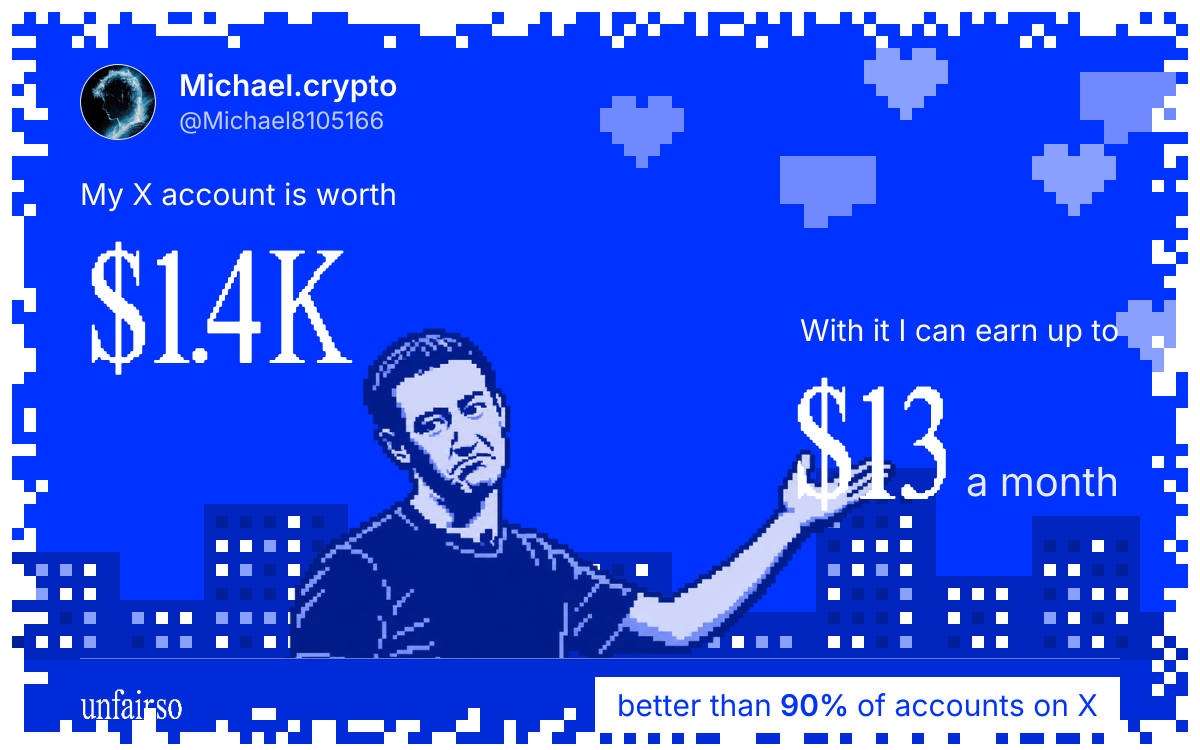 Michael.crypto's X account can earn up to $13 a month