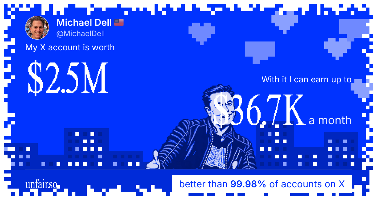 Michael Dell 🇺🇸's X account can earn up to $36.7K a month