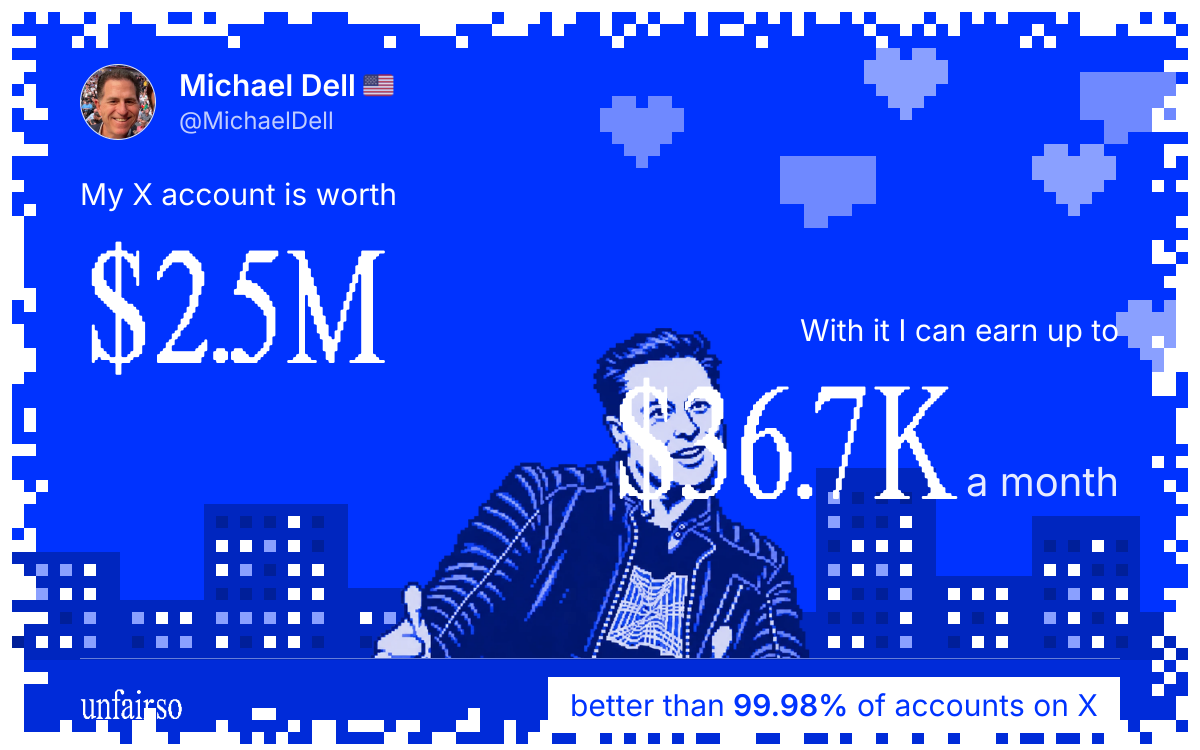 Michael Dell ๐บ๐ธ's X account can earn up to $36.7K a month