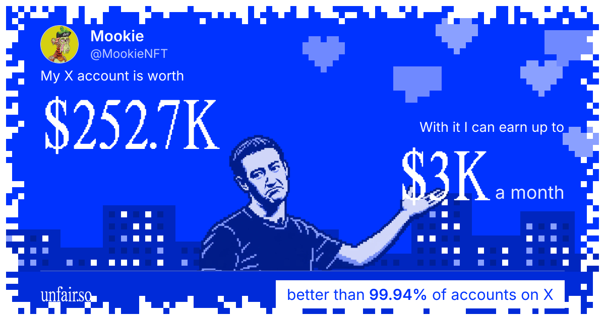 Mookie's X account can earn up to $3K a month