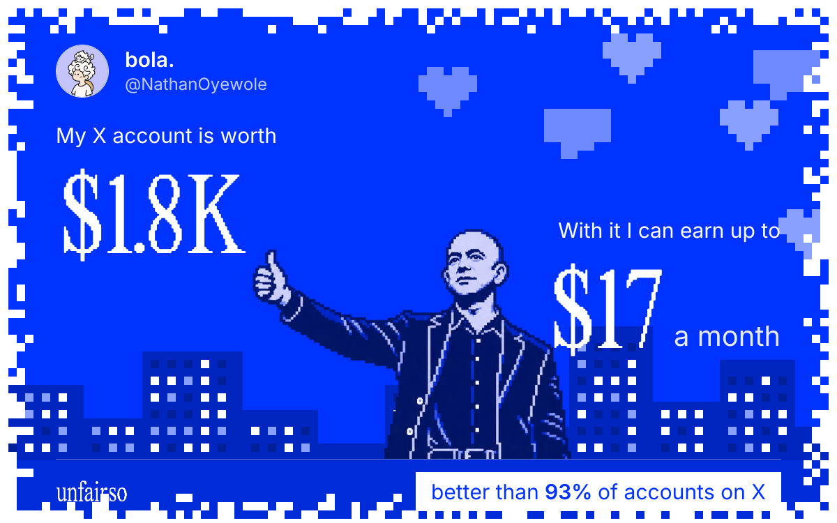 bola.'s X account can earn up to $17 a month