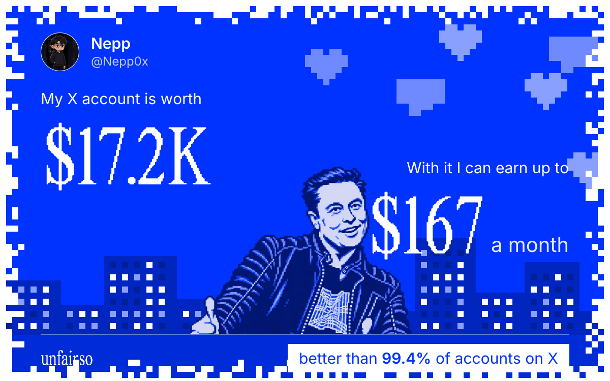 Nepp's X account can earn up to $167 a month