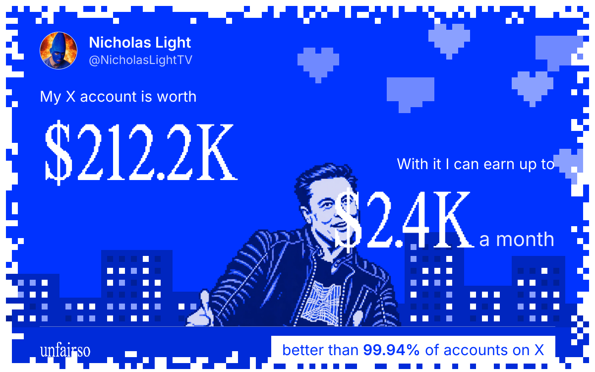 Nicholas Light's X account can earn up to $2.4K a month