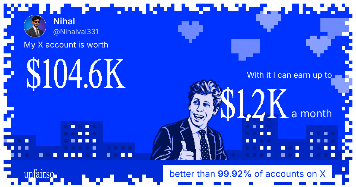 Nihal's X account can earn up to $1.2K a month