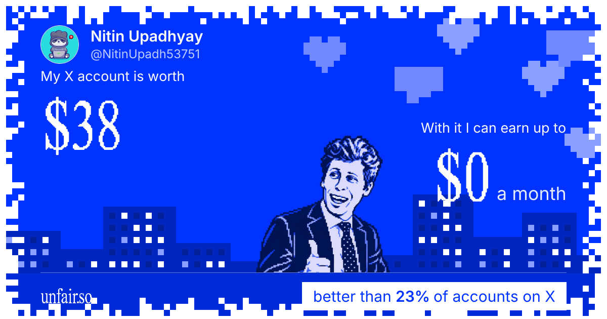 Nitin Upadhyay's X account can earn up to $0 a month