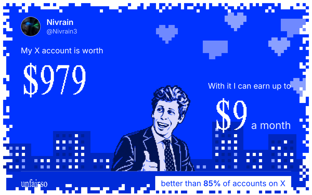Nivrain's X account can earn up to $9 a month