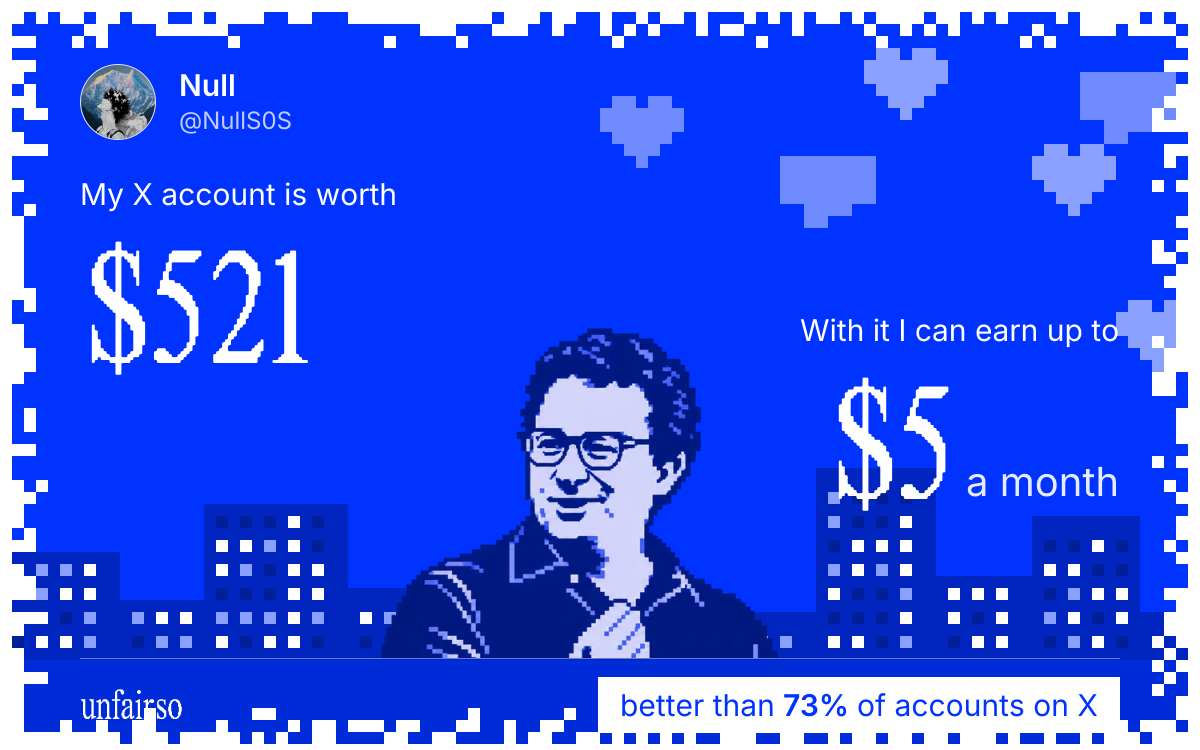 Null's X account can earn up to $5 a month