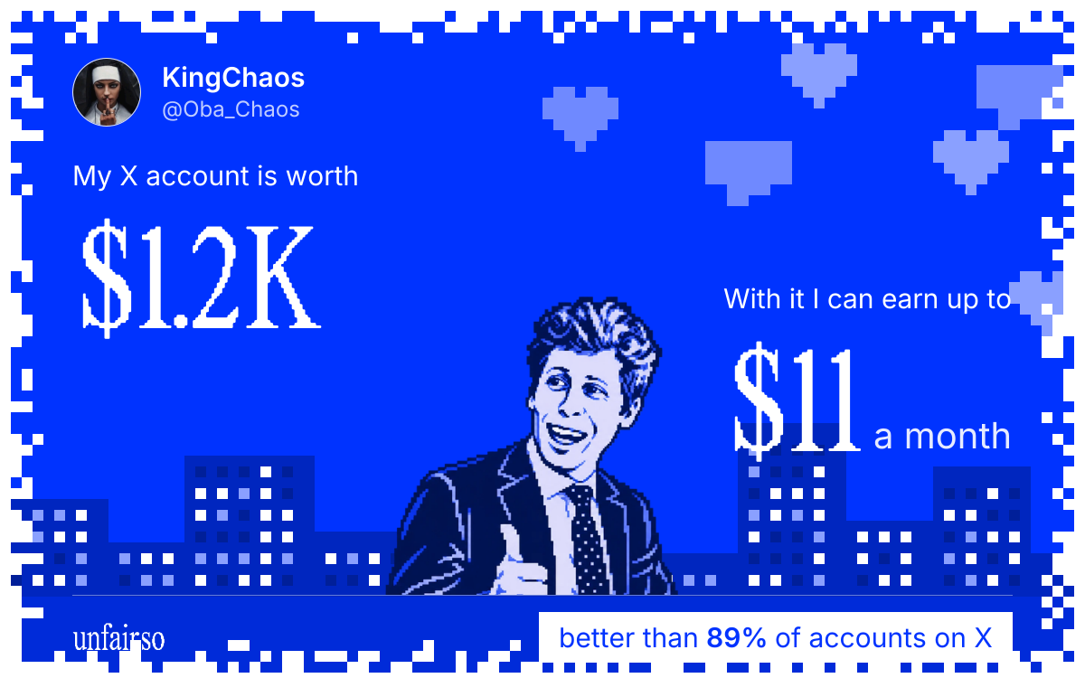 KingChaos's X account can earn up to $11 a month