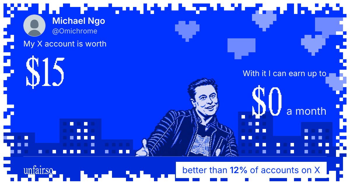 Michael Ngo's X account can earn up to $0 a month