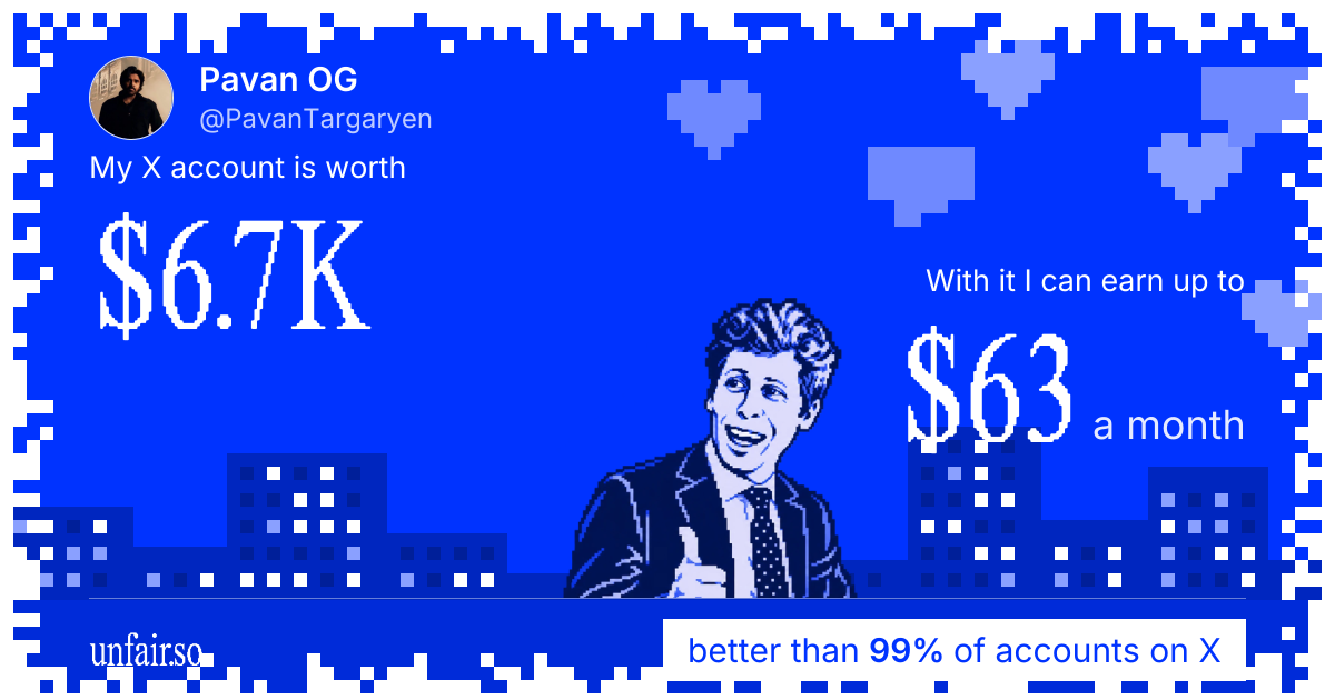 Pavan OG's X account can earn up to $63 a month