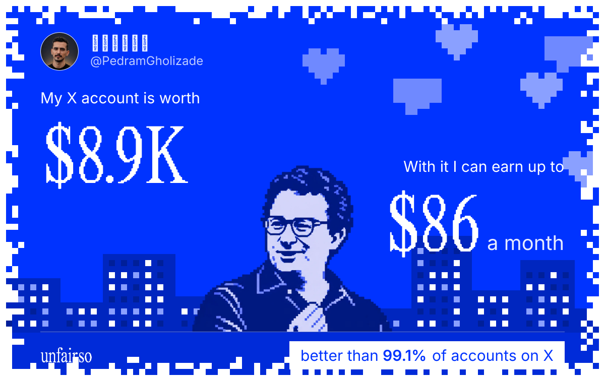 𝙋𝙚𝙙𝙧𝙖𝙢's X account can earn up to $86 a month