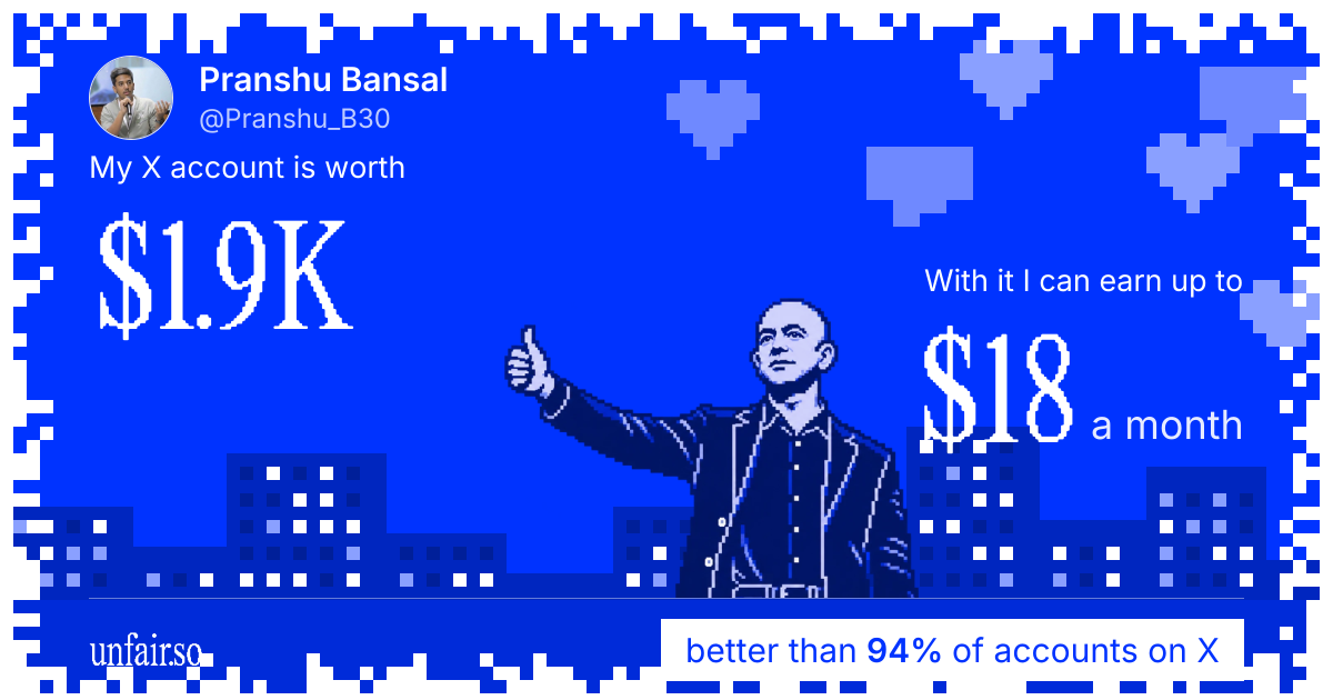 Pranshu Bansal's X account can earn up to $18 a month