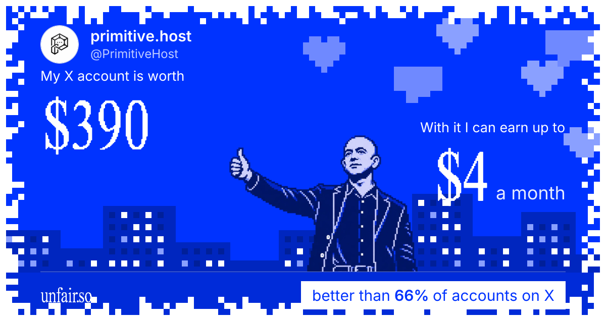 primitive.host's X account can earn up to $4 a month