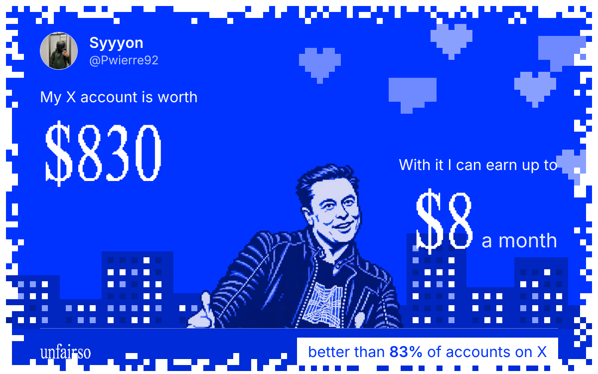 Syyyon's X account can earn up to $8 a month