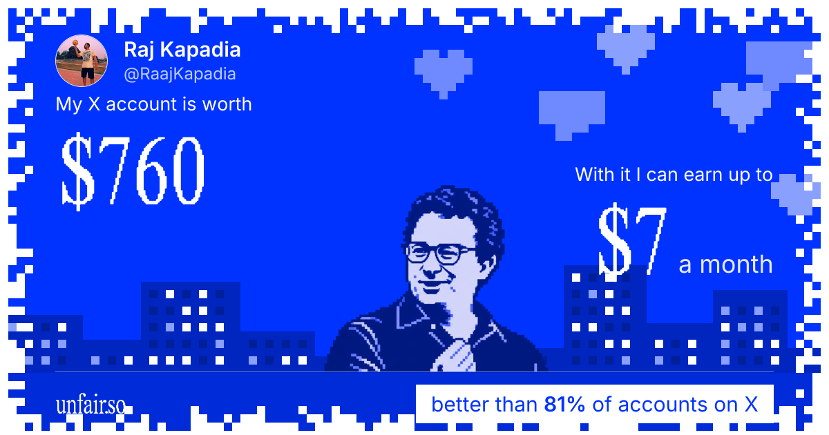 Raj Kapadia's X account can earn up to $7 a month