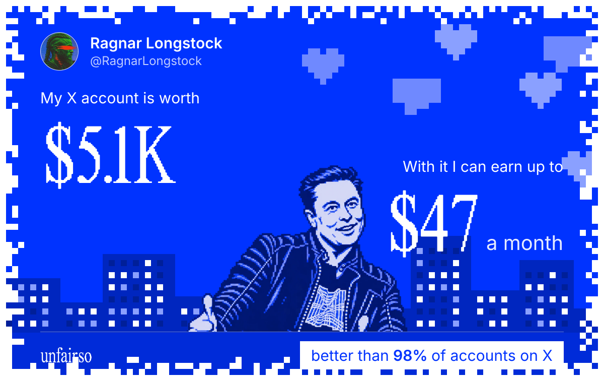 Ragnar Longstock's X account can earn up to $47 a month