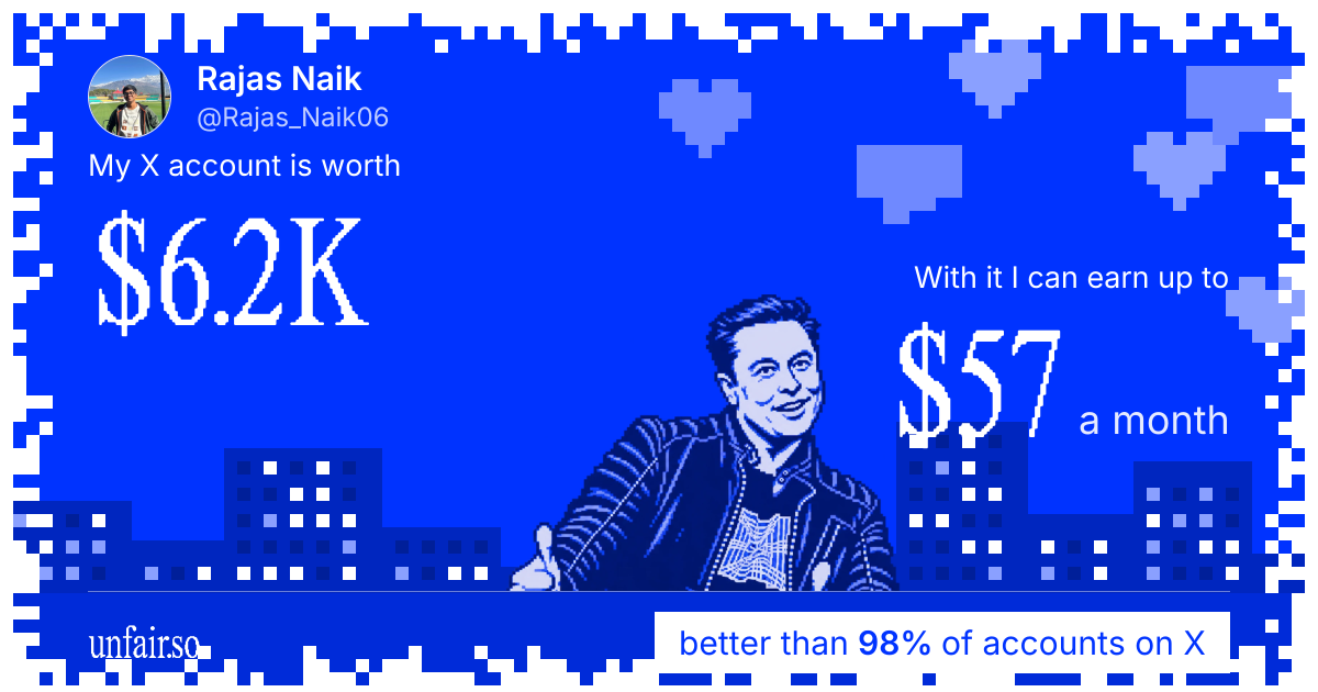 Rajas Naik's X account can earn up to $57 a month