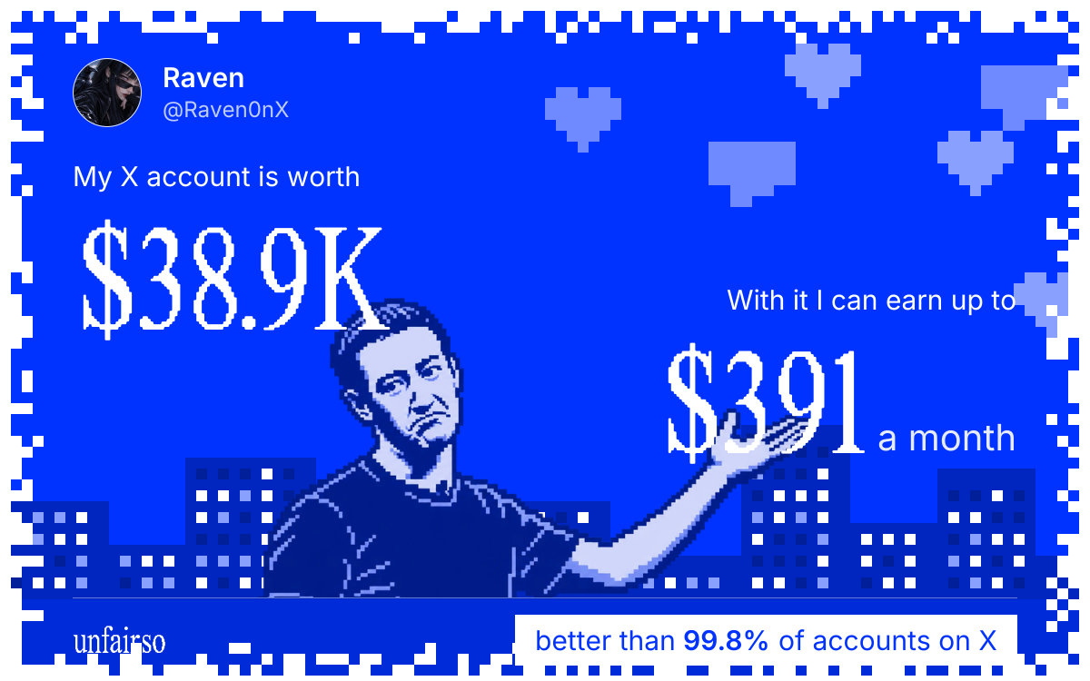 Raven's X account can earn up to $391 a month
