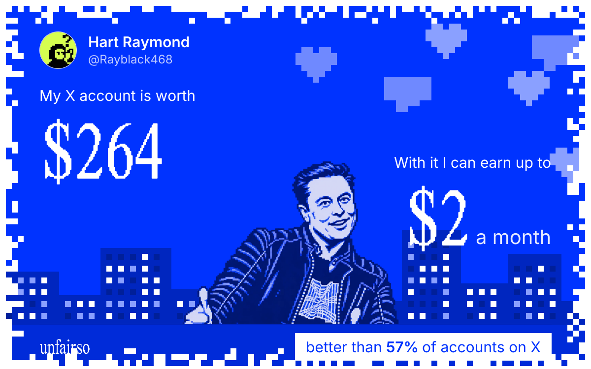 Hart Raymond's X account can earn up to $2 a month