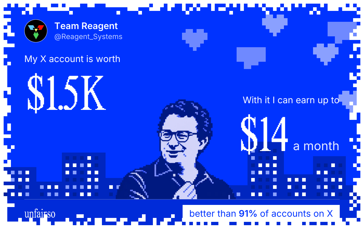 Team Reagent's X account can earn up to $14 a month