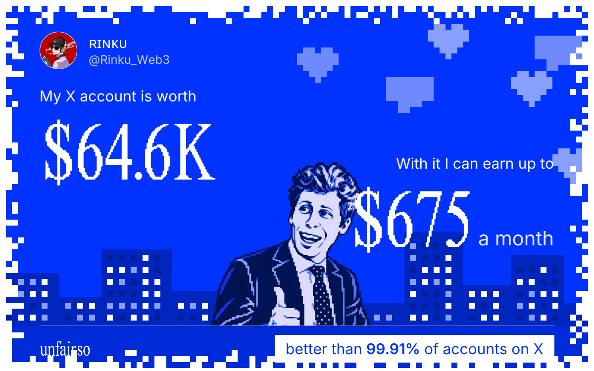 ʀɪɴᴋᴜ's X account can earn up to $675 a month
