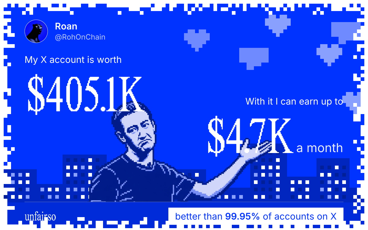 Roan's X account can earn up to $4.7K a month