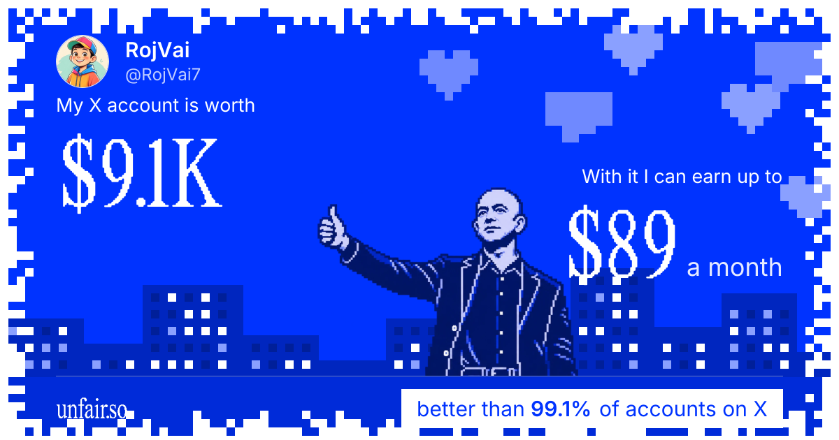 RojVai's X account can earn up to $89 a month