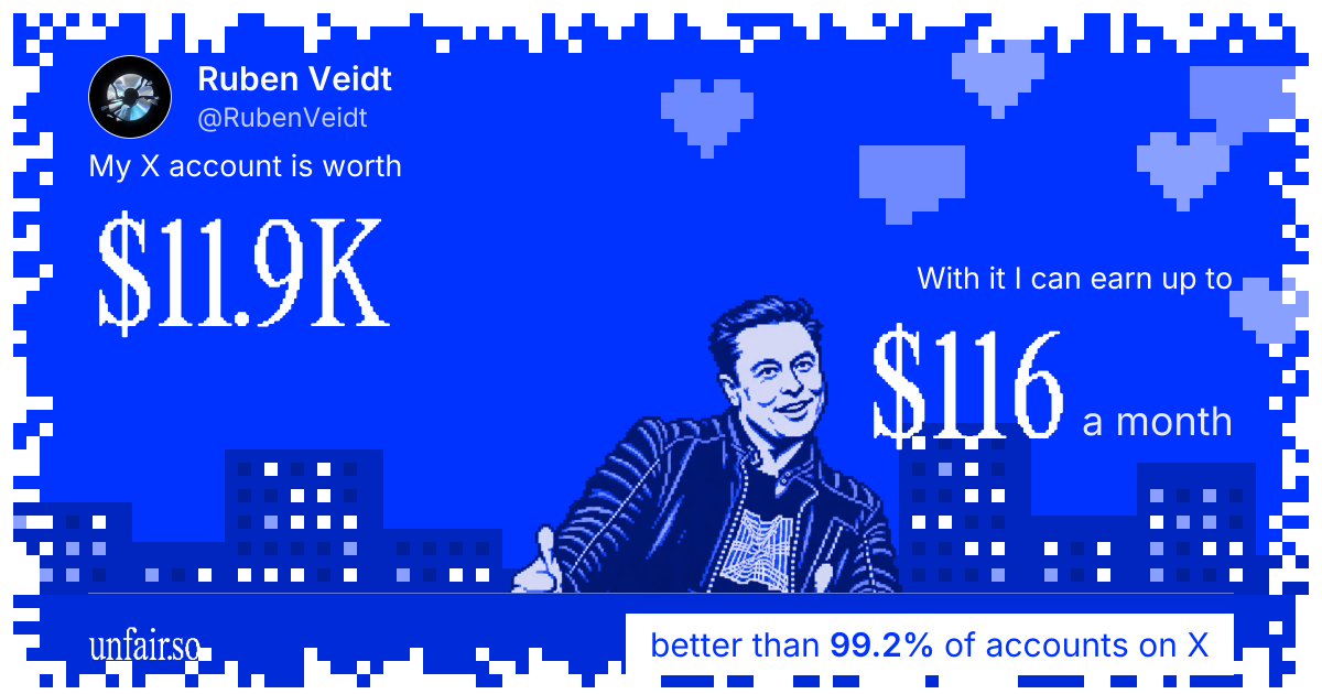 Ruben Veidt's X account can earn up to $116 a month