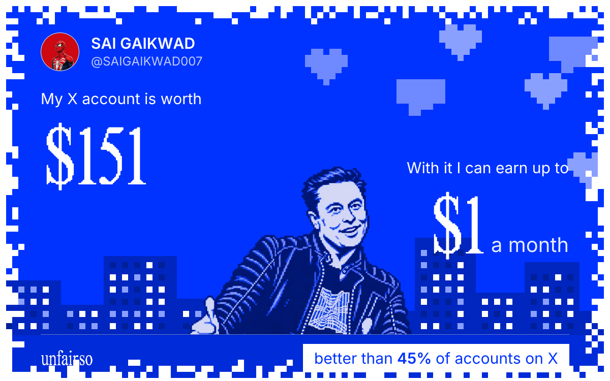SAI GAIKWAD's X account can earn up to $1 a month