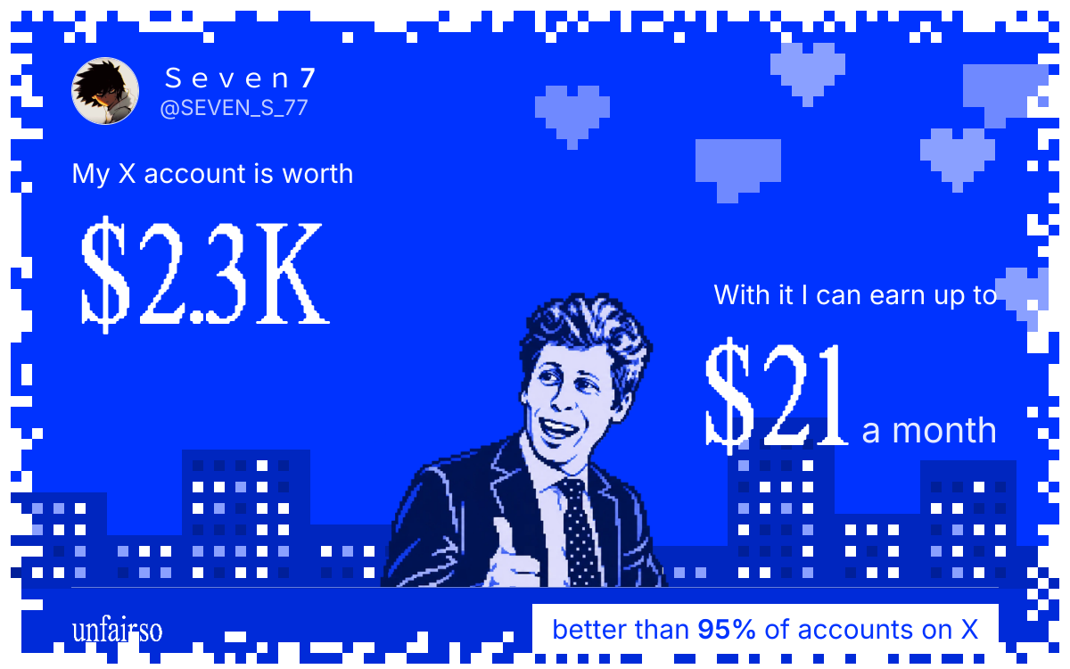 Seven 7's X account can earn up to $21 a month