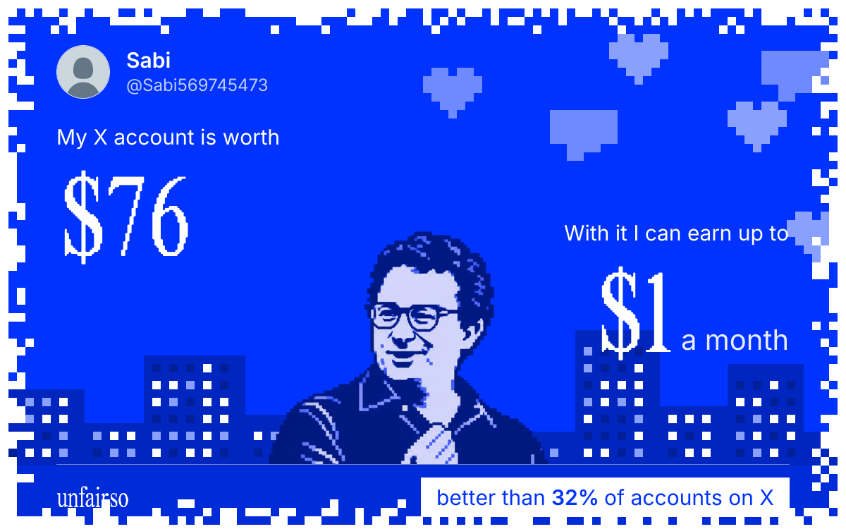 Sabi's X account can earn up to $1 a month