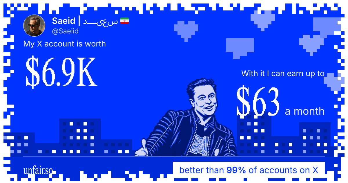 Saeid | سعیــــد 🇮🇷's X account can earn up to $63 a month