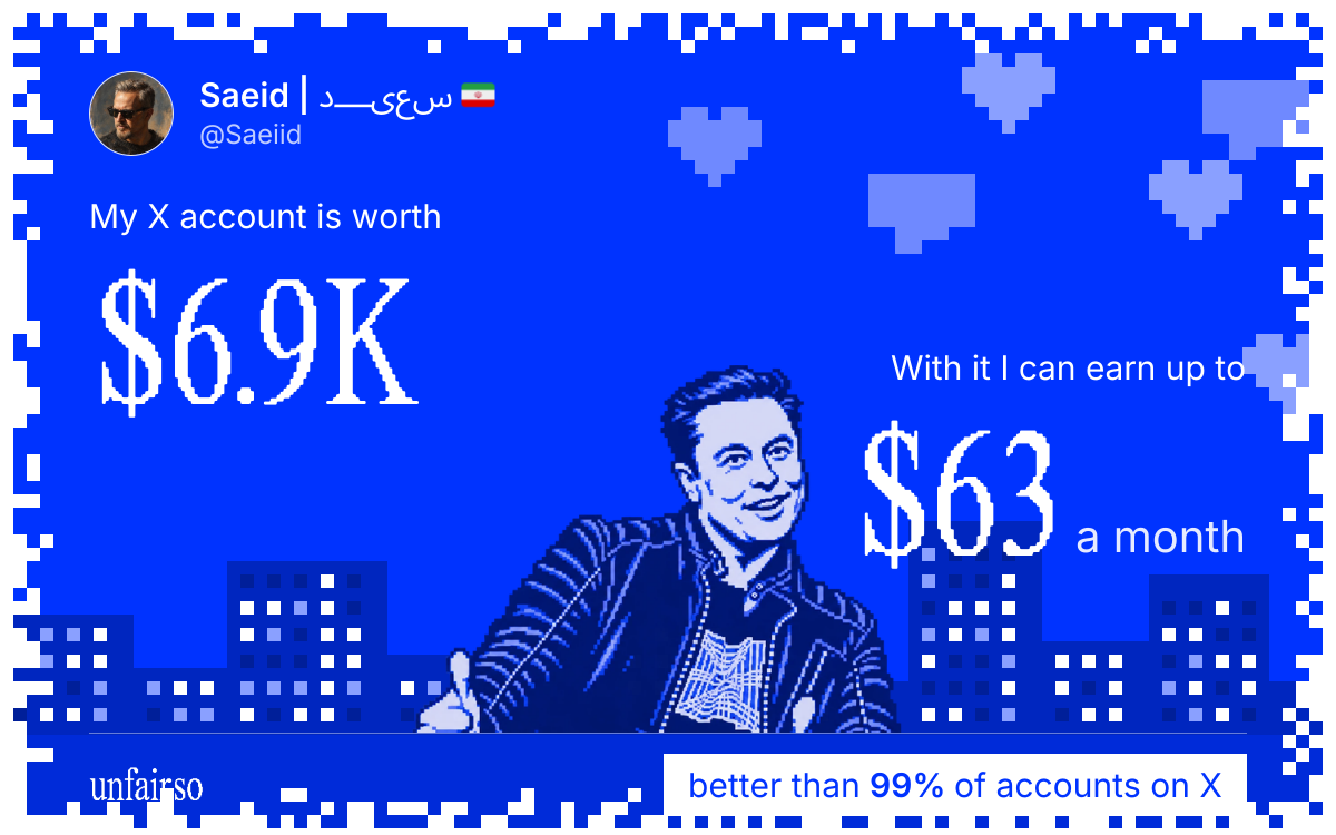 Saeid | سعیــــد 🇮🇷's X account can earn up to $63 a month