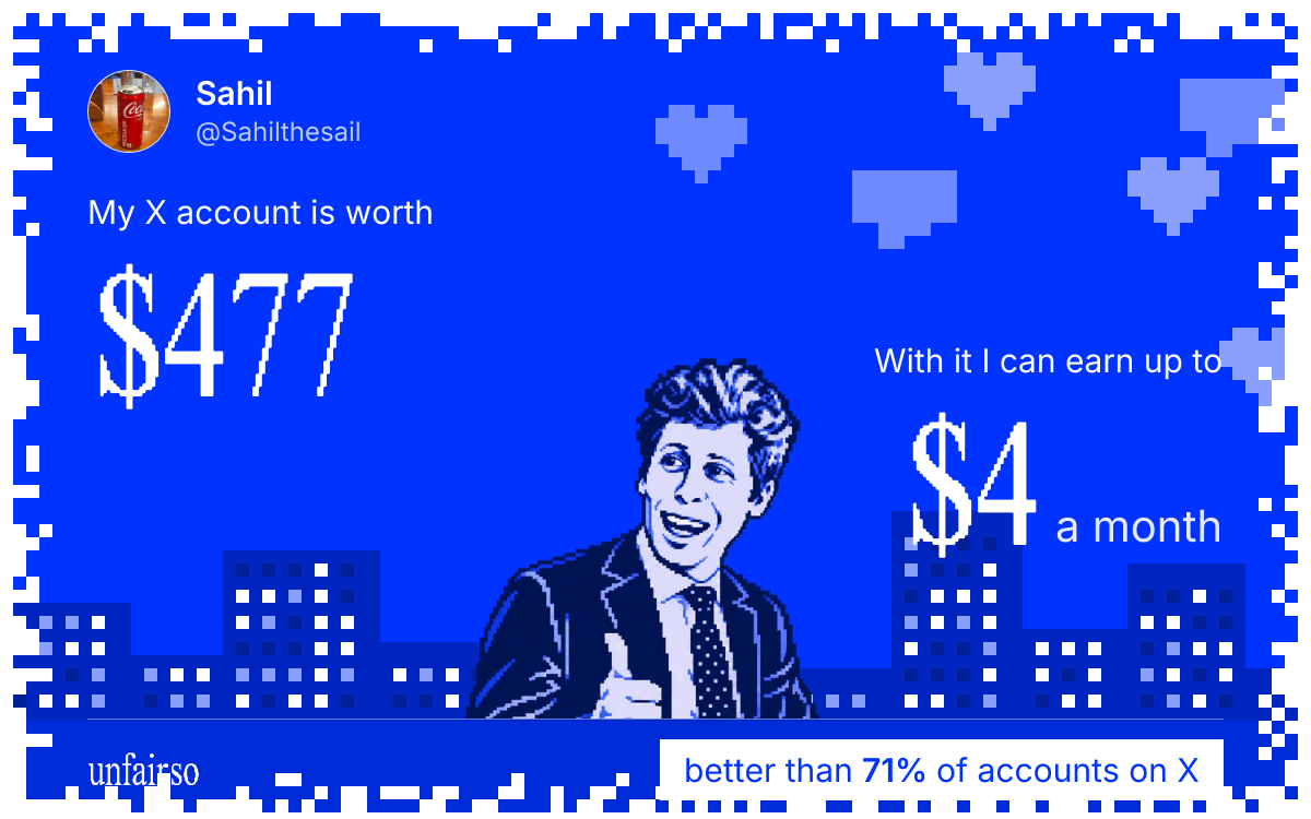 Sahil's X account can earn up to $4 a month