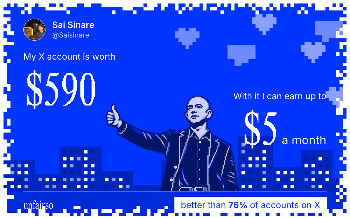 Sai Sinare's X account can earn up to $5 a month