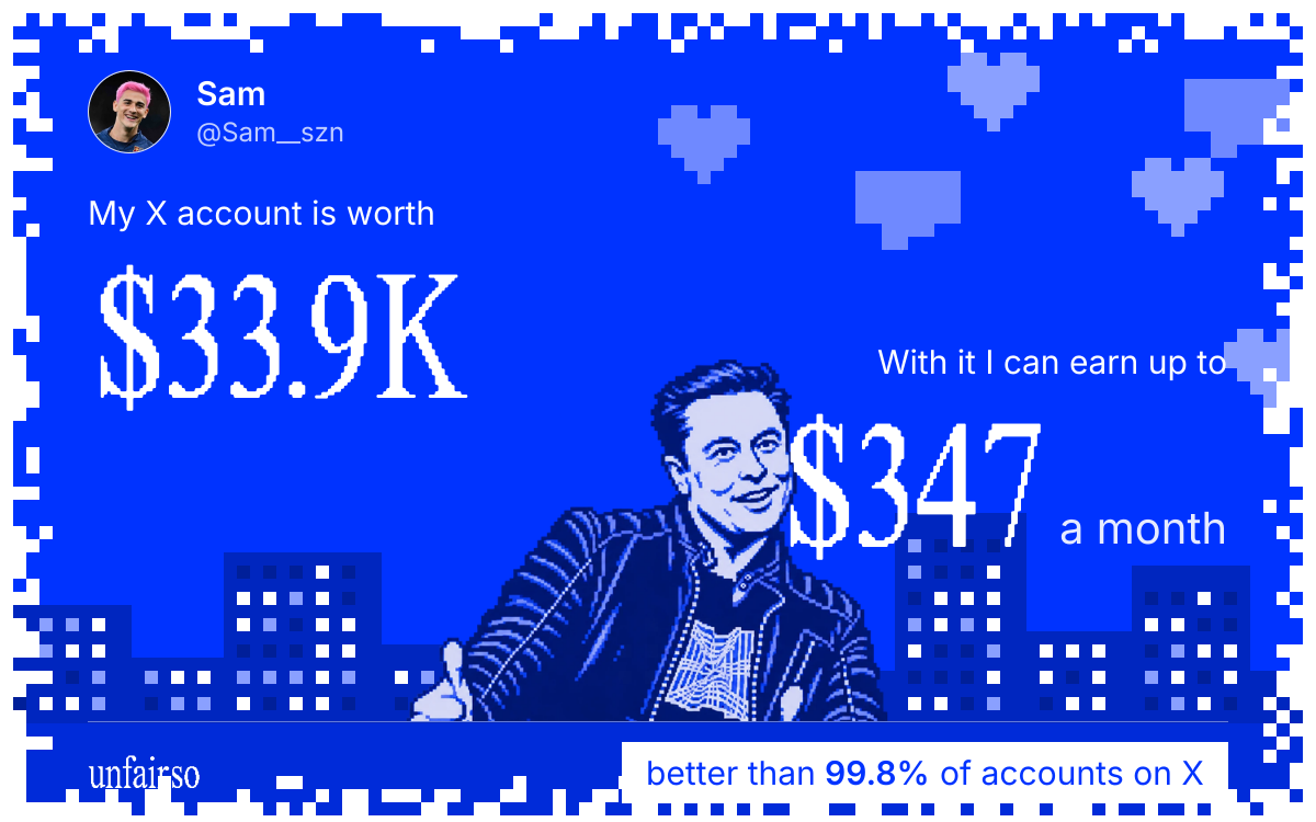 Sam's X account can earn up to $347 a month