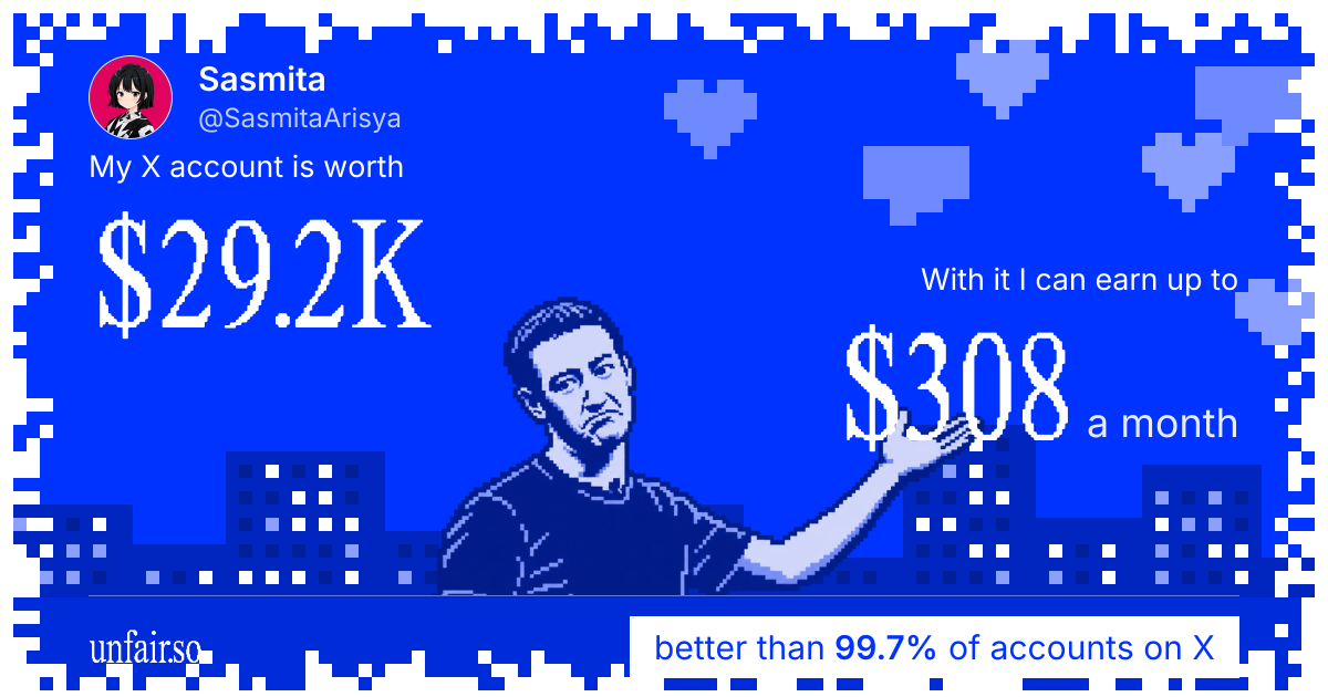 Sasmita's X account can earn up to $308 a month