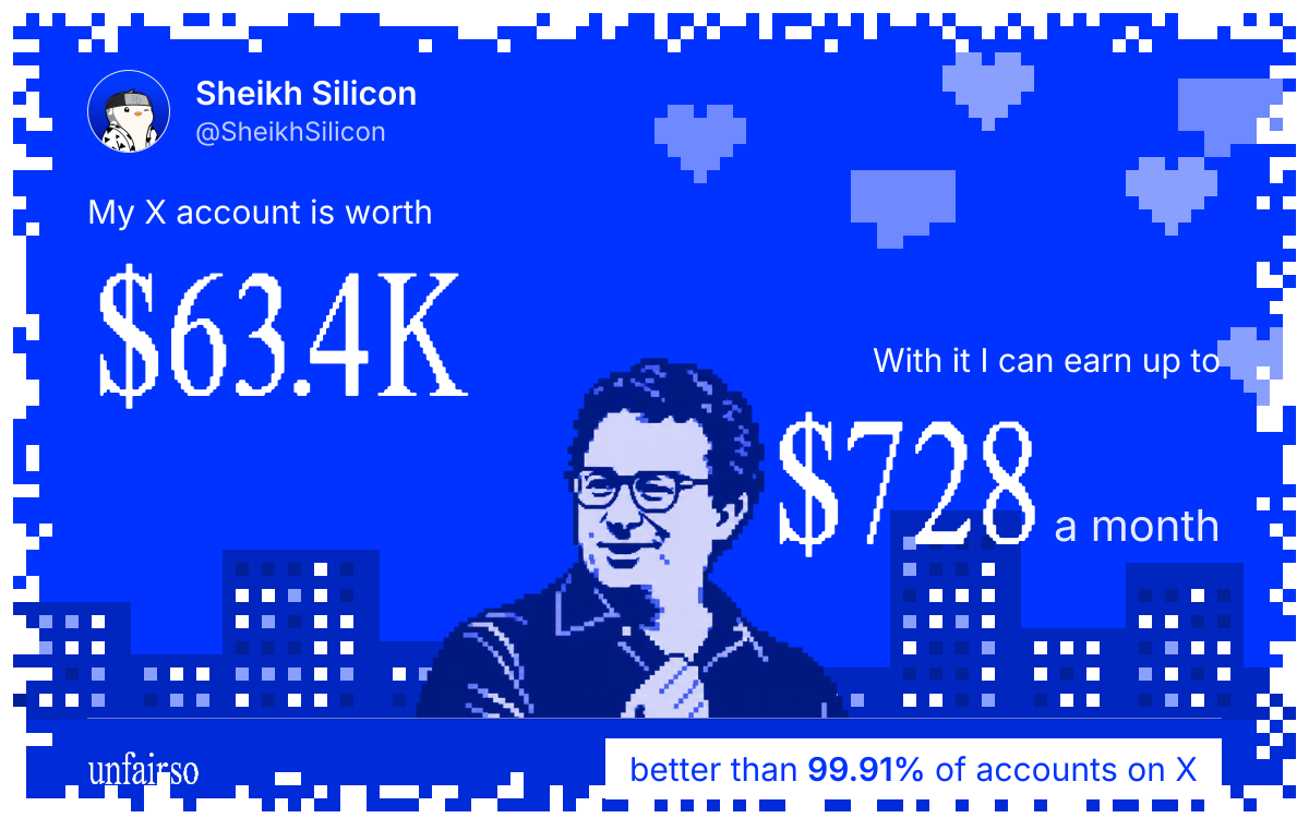 Sheikh Silicon's X account can earn up to $728 a month