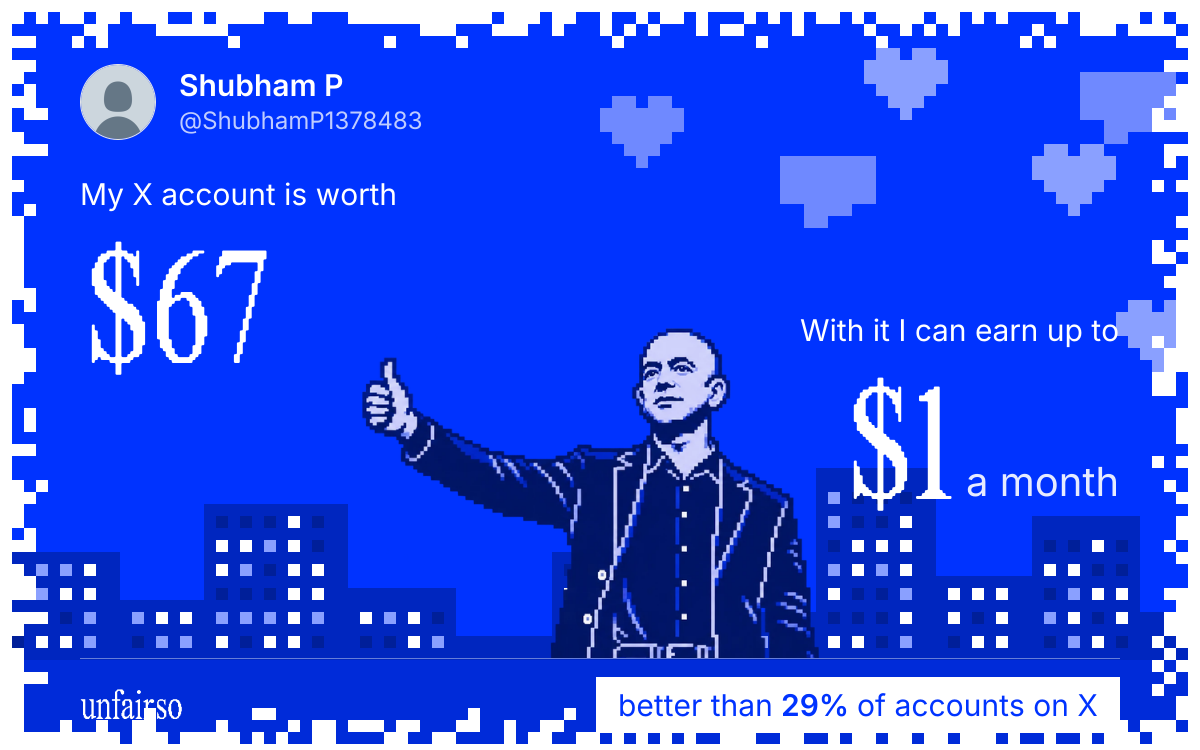 Shubham P's X account can earn up to $1 a month
