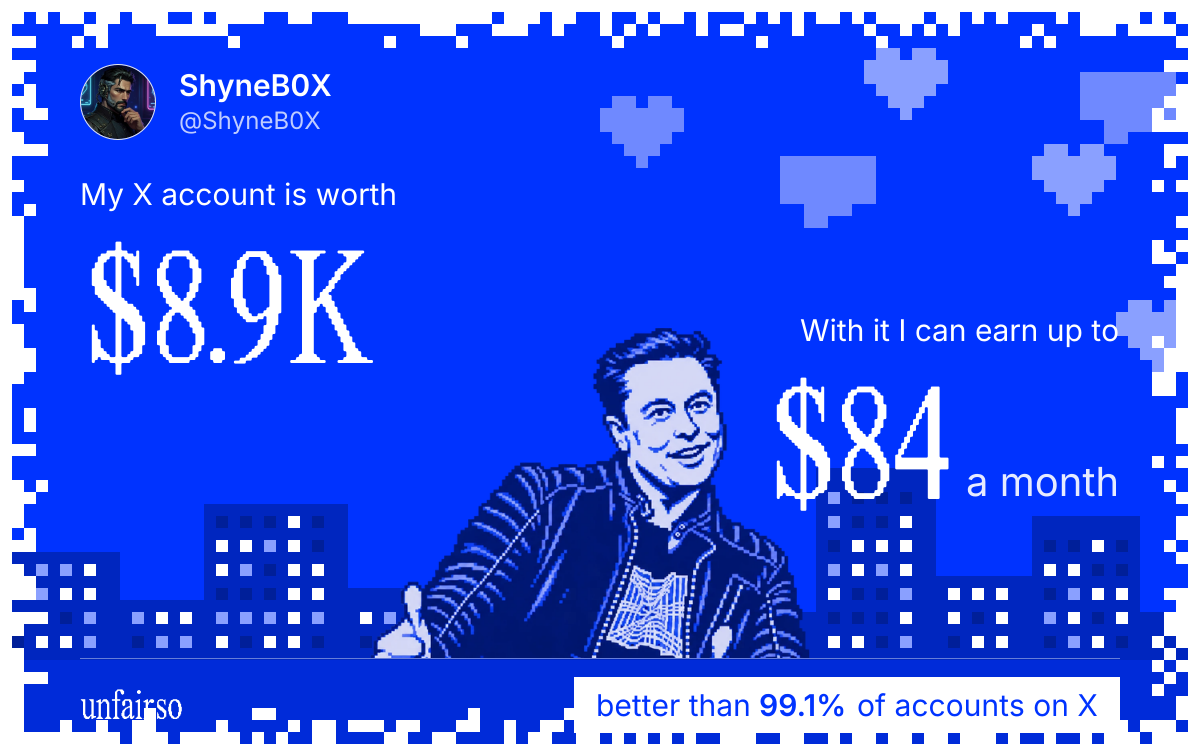 ShyneB0X's X account can earn up to $85 a month