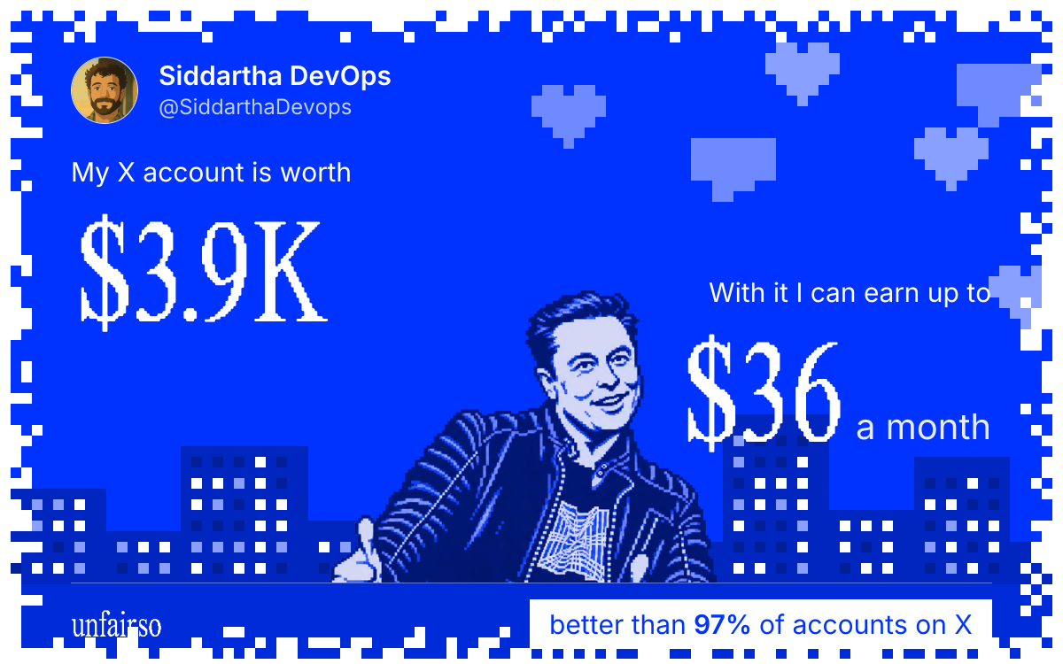 Siddartha DevOps's X account can earn up to $36 a month