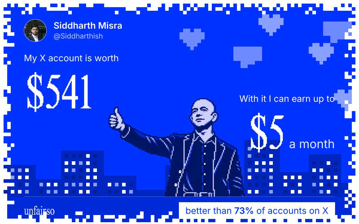 Siddharth Misra's X account can earn up to $5 a month